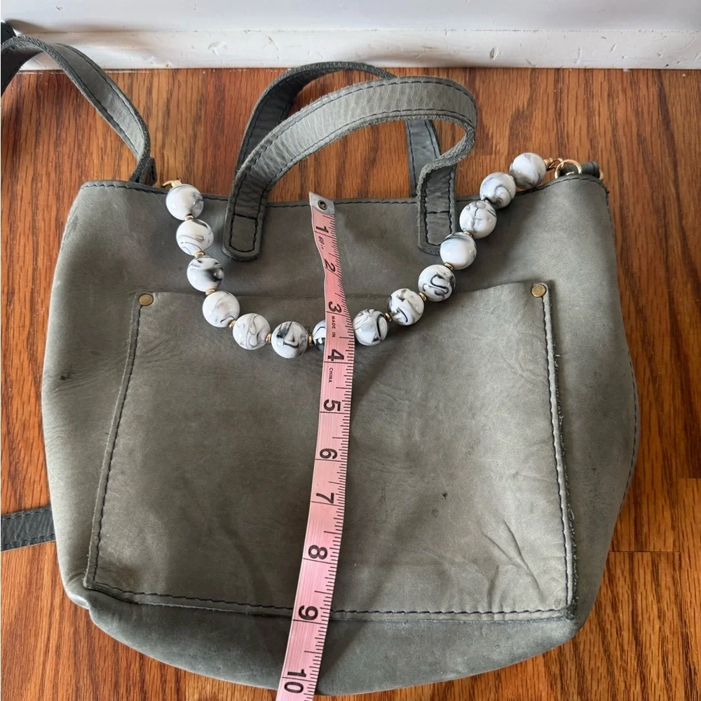Portland Leather Gray Tote Crossbody Tote - Picture 6 of 7